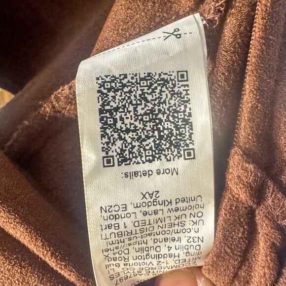 WEST FADE Velvet Lace Up Crop Top Brown Tie Front Asymmetrical Tie Sleeve S NWT - Picture 5 of 6